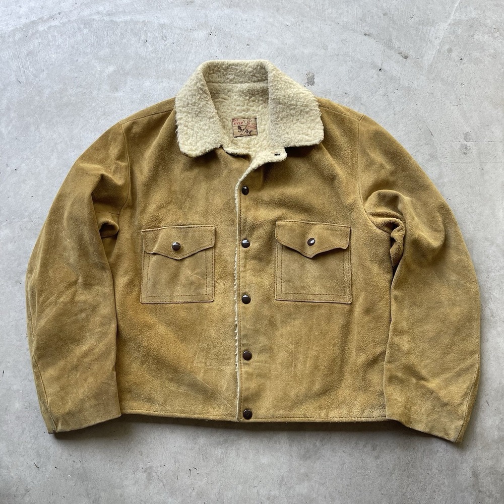 Vintage 50s 60s Suede Leather Jacket Motorcycle Sportswear Western 22x22